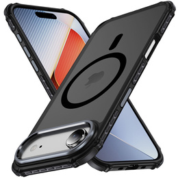 Carcasă Matt pentru iPhone Air, blindată, pentru MagSafe, fumurie cu margini negre