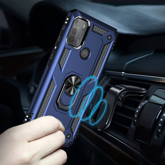 Husă blindată pentru Motorola Moto G50, Nox Case Ring, albastru