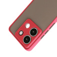 Carcasă din silicon pentru Xiaomi Redmi Note 13 Pro 5G, cu protecție pentru camera foto, transparent / roșu + sticlă călită 9H