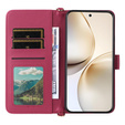 Carcasă cu clapetă pentru Realme 14 Pro+ 5G, Crossbody Leather Wallet, roz închis