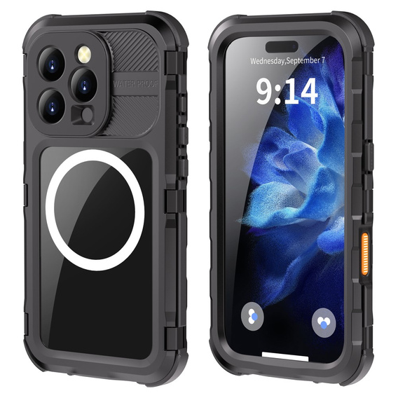 Carcasă impermeabilă IP68 pentru iPhone 16 Pro, SHELLBOX MagSafe, negru