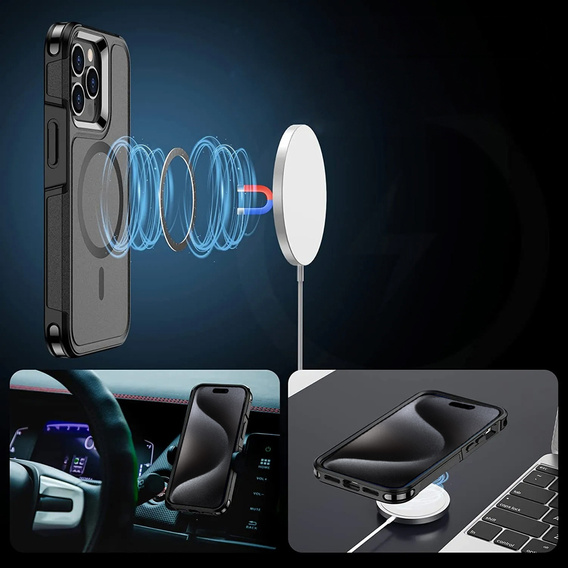 Huse pentru iPhone 15 Pro Max, MagForce MagSafe, negru