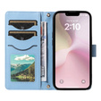 Husă cu clapetă pentru iPhone 16E, Rhombus Crossbody Leather, albastru