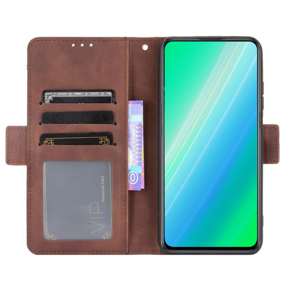 Cu clapetă pentru Motorola Edge 30 Ultra 5G, Card Slot, maro