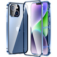 Husa pentru iPhone 15, Magnetic Dual Glass, albastru