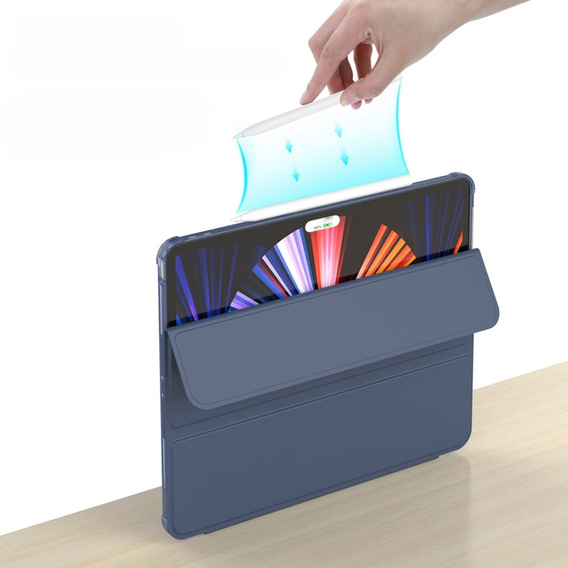 Carcasă pentru iPad Pro 12.9" 2022/2021/2020 (6/5/4 gen.), Smart Pencil, cu suport pentru stylus, albastru închis