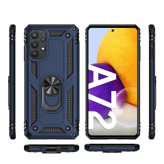 Husă blindată pentru Samsung Galaxy A72 5G, Nox Case Ring, albastru
