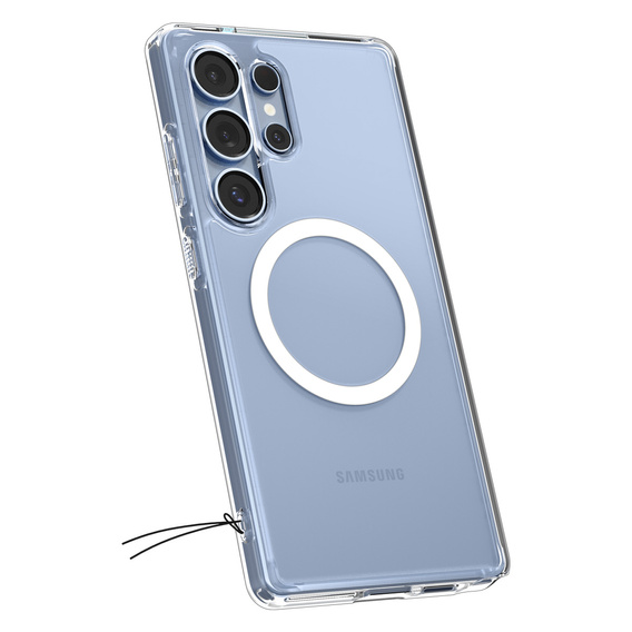 Carcasă MagSafe Spigen pentru Samsung Galaxy S25 Ultra, Ultra Hybrid, transparent / alb + 9H Tempered Glass