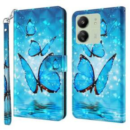 Cu clapetă pentru Xiaomi Redmi 13C / Poco C65, Wallet, Butterflies albastru