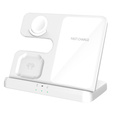 Încărcător wireless inductiv 3 în 1 QI rapid pentru Samsung S25 S24 S23 Galaxy Watch Buds Stație albă