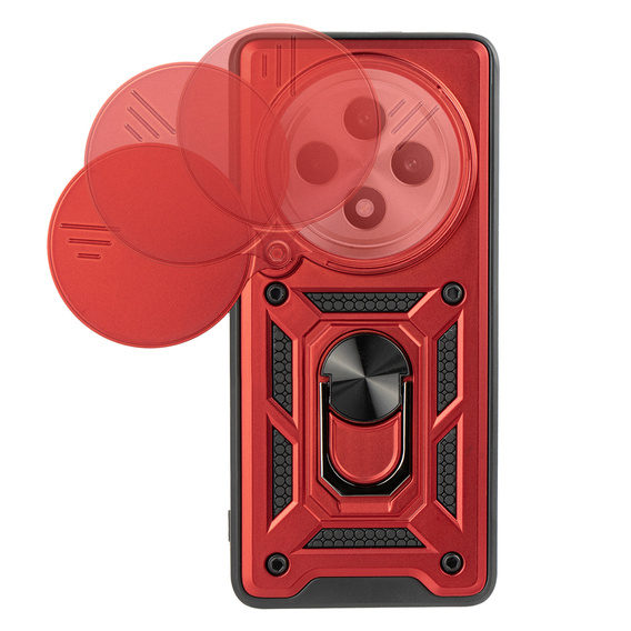 Husă blindată pentru Oppo Reno 12FS / 12F, CamShield Slide, roșu