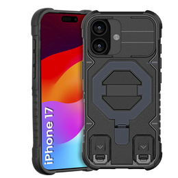 Husă pentru iPhone 17, pentru MagSafe, blindată cu suport, negru