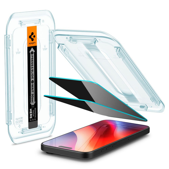 Spigen Privacy Tempered Glass pentru iPhone 17 Pro Max / 16 Pro Max, Glas.TR Privacy (2 buc)