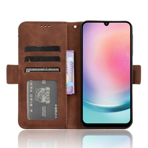 Cu clapetă pentru Samsung Galaxy A25 5G, Card Slot, maro