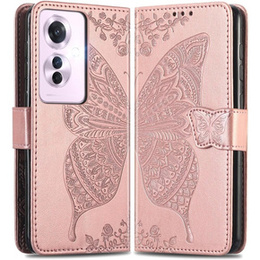 Cu clapetă pentru Oppo Reno 11F 5G, Butterfly, roz rose gold