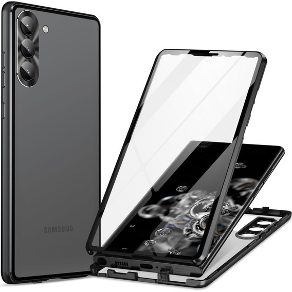 Husa pentru Samsung Galaxy S23 Plus, Magnetic Dual Glass, negru