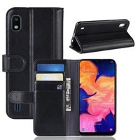 Cu clapetă pentru Samsung Galaxy A10, Split Leather Wallet, negru