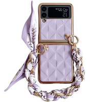 Husă pentru Samsung Galaxy Z Flip3 5G, Grid Leather, violet