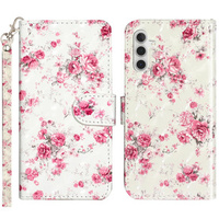 Cu clapetă pentru Samsung Galaxy A35 5G, Wallet, Roses alb