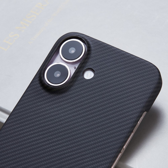 Husă pentru iPhone 16 Plus, Aramid Fiber Cover, negru