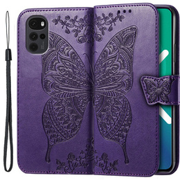 Cu clapetă pentru Motorola Moto G22, Butterfly, violet
