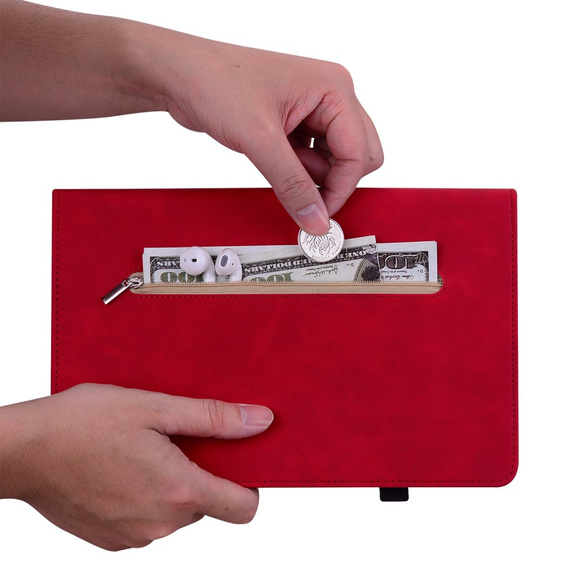 Huse pentru Lenovo Tab M9, Wallet Pen Slot, roșu
