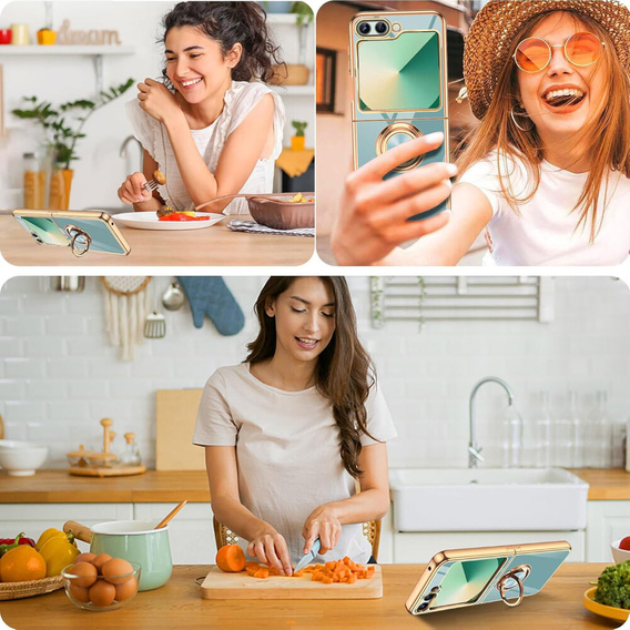 Huse pentru Samsung Galaxy Z Flip7 FE / Z Flip6, Electro Ring, de mentă