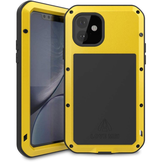 Love Mei Huse pentru iPhone 11, armored with glass, galben / negru