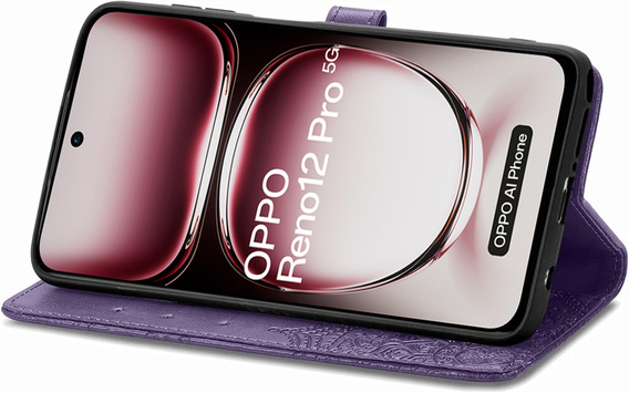 Cu clapetă pentru Oppo Reno 12 Pro, Mandala, violet