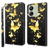 Cu clapetă pentru Samsung Galaxy A05s, Wallet, Butterflies, albastru