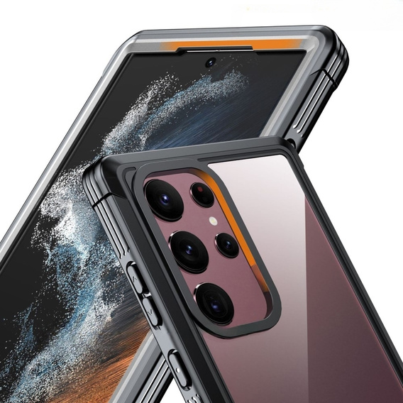 Carcasă pentru Samsung Galaxy S23 Ultra, Shockproof, cu folie, negru