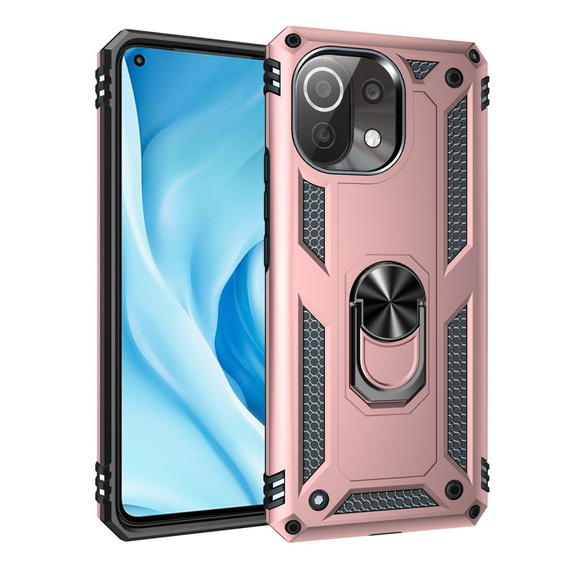 Husă blindată pentru Xiaomi Mi 11 Lite / Mi 11 Lite 5G / 11 Lite 5G NE, Nox Case Ring, roz rose gold