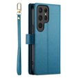 Cu clapetă pentru Samsung Galaxy S25 Ultra, Wallet Zipper Pocket, albastru