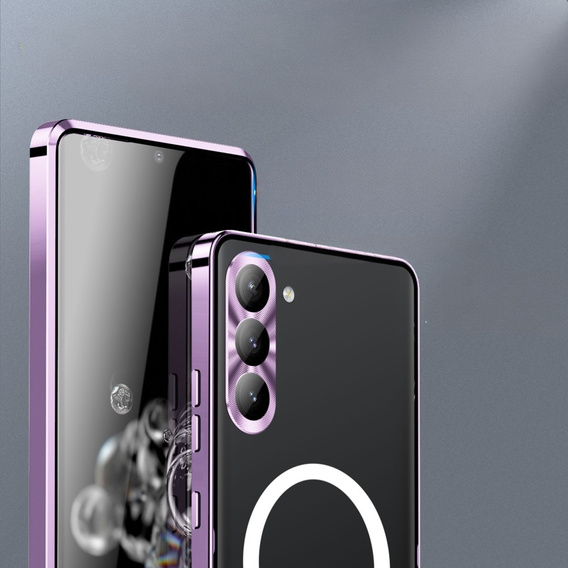 Carcasă de protecție pentru camera foto pentru Samsung Galaxy S23 FE, CamShield MagSafe, transparent / violet