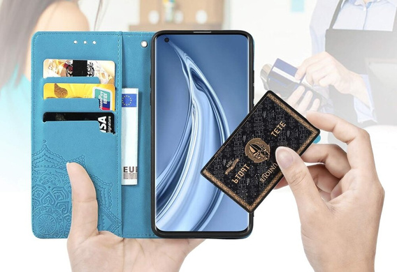 Cu clapetă pentru Oppo Reno 12 Pro, Mandala, albastru