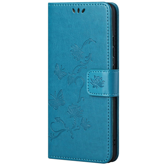 Cu clapetă pentru Samsung Galaxy M23, Butterfly, albastru