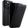 MELKCO carcasă flip pentru iPhone 12 / 12 Pro, piele, flip, negru