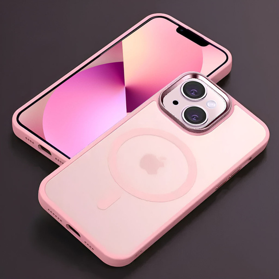 Husă pentru iPhone 13, pentru MagSafe, ERBORD Matt Case, roz + sticlă pentru ecran