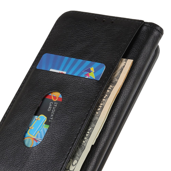 Huse pentru Samsung Galaxy S23 Ultra, Wallet Litchi Leather, negru