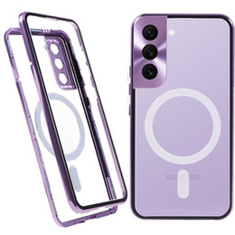 Carcasa Magnetic Dual Glass MagSafe pentru Samsung Galaxy S22 Plus, violet