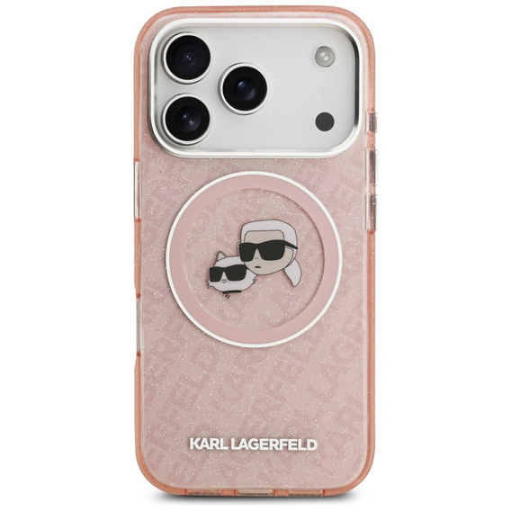 Husă MagSafe cu logo Karl & Choupette Heads IML Glitter Karl Lagerfeld pentru iPhone 17 Pro Max
