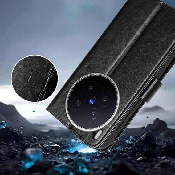 Husă tip portofel Crazy Horse pentru Vivo X300 Pro