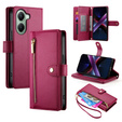 Cu clapetă pentru Xiaomi Poco X7 Pro 5G, Wallet Zipper Pocket, roșu
