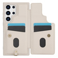 Husa pentru Samsung Galaxy S24 Ultra, Leather Flower Card Slot, bej