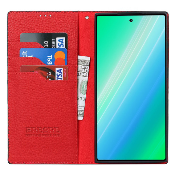 Husă din piele pentru Samsung Galaxy S23 Plus, ERBORD Grain Leather, roșu