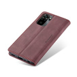 Husa CASEME pentru Xiaomi Redmi Note 10 / 10S, Leather Wallet Case, maroon