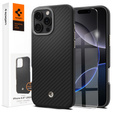 Carcasa Spigen pentru iPhone 16 Pro Max, Enzo Aramid MagSafe, negru carbon / argintiu + 9H Tempered Glass