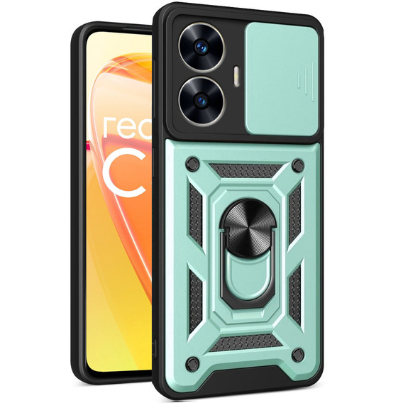 Husă blindată pentru Realme C55, CamShield Slide, verde