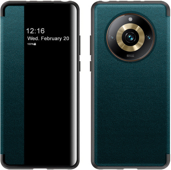 Husă cu clapetă pentru Realme 11 Pro 5G / 11 Pro+ 5G, Side View, verde
