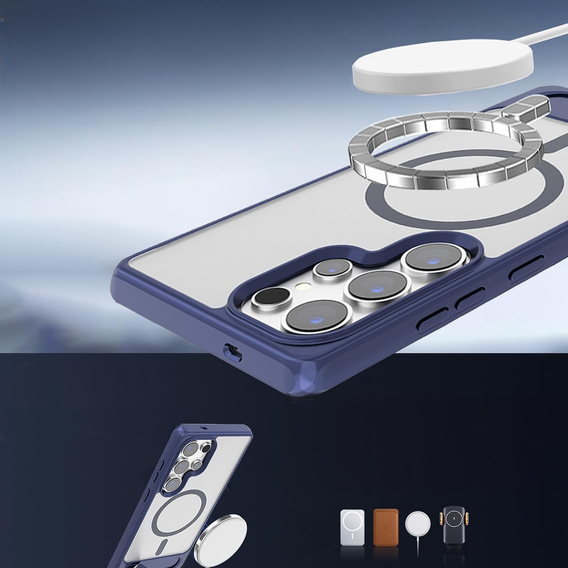 Husă pentru Samsung Galaxy S25 Ultra, Kickstand Matt Case, pentru MagSafe, albastru închis